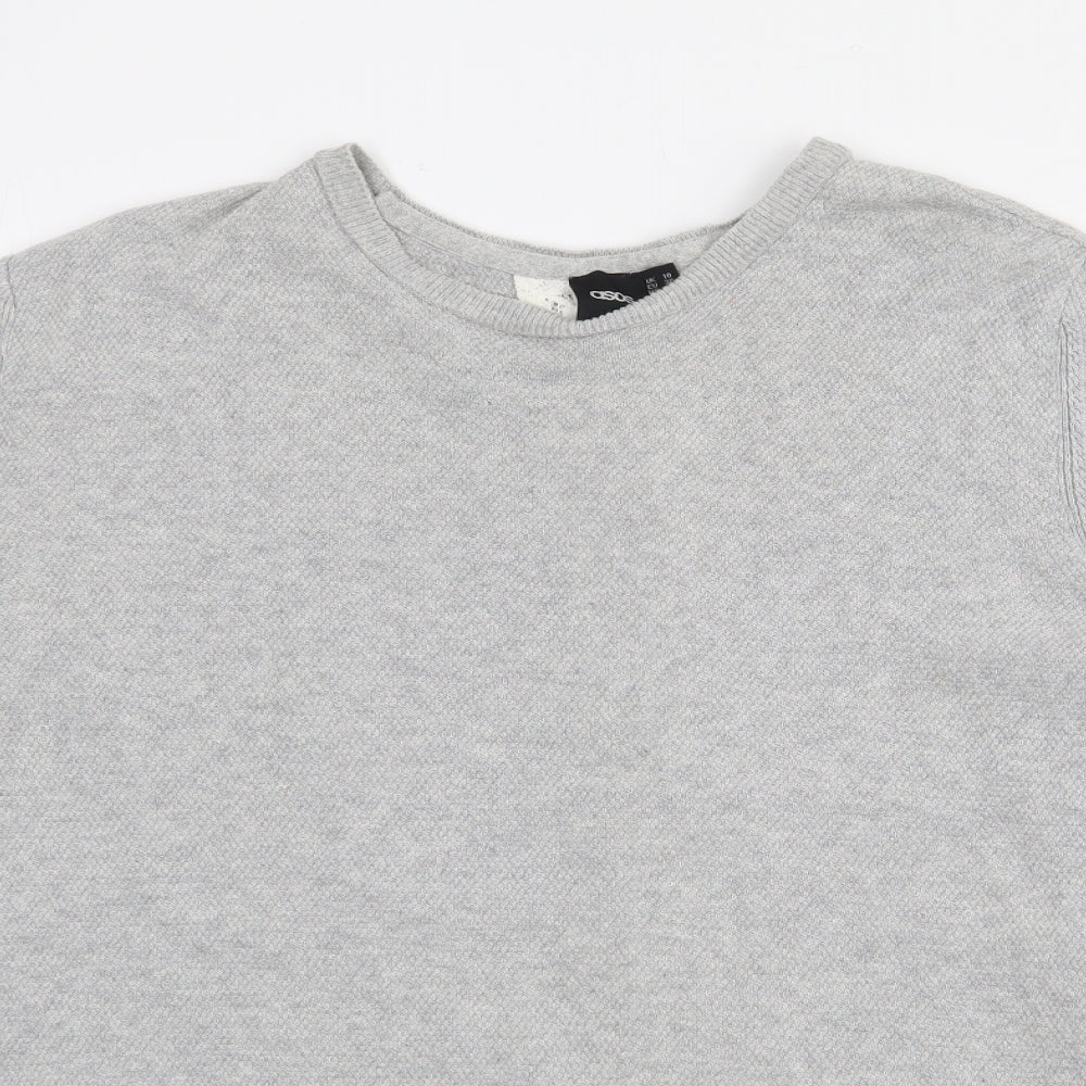 ASOS Womens Grey Crew Neck  Cotton Pullover Jumper Size 10