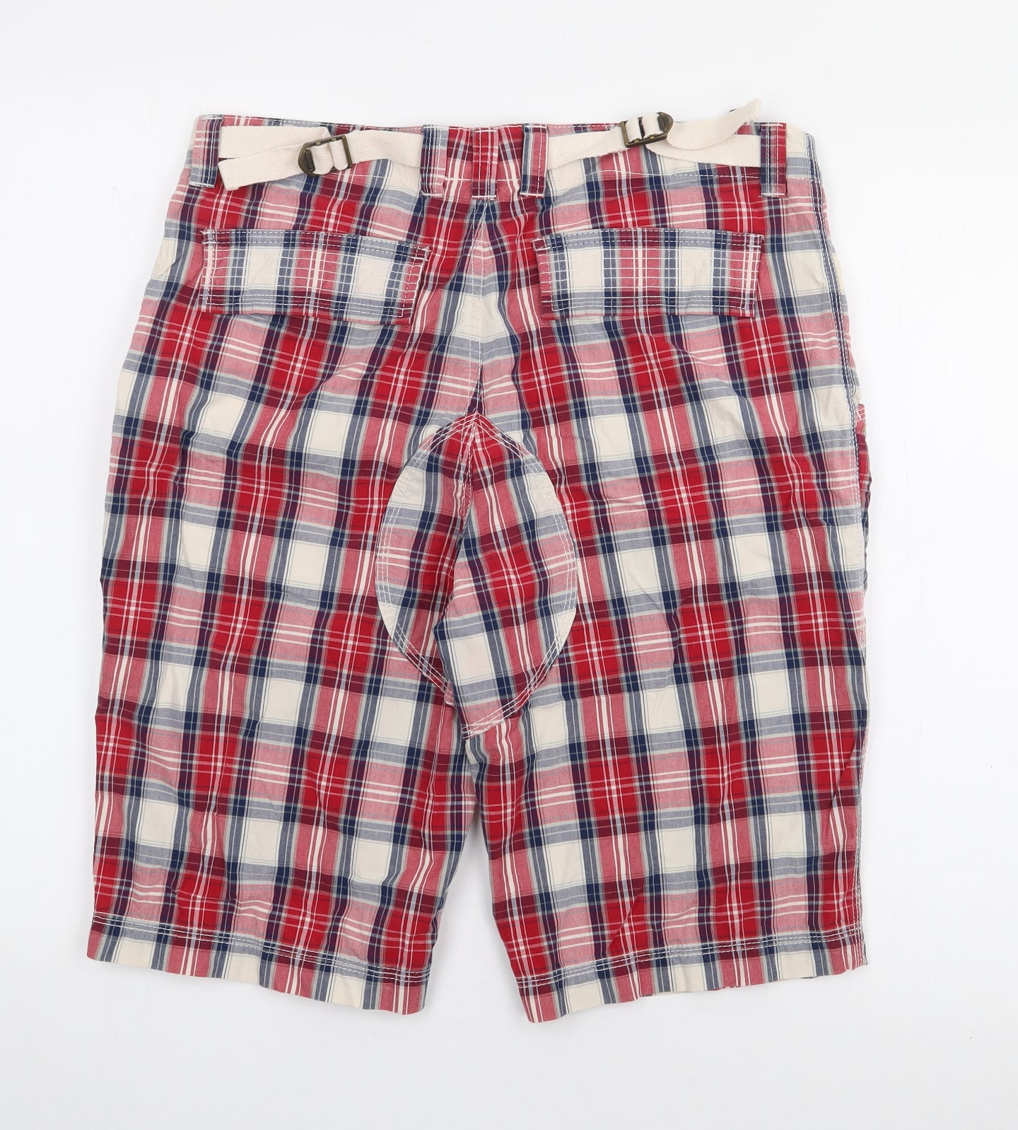 Superdry Mens Red Plaid Cotton Bermuda Shorts Size M L11 in Regular