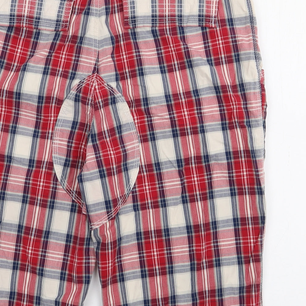 Superdry Mens Red Plaid Cotton Bermuda Shorts Size M L11 in Regular