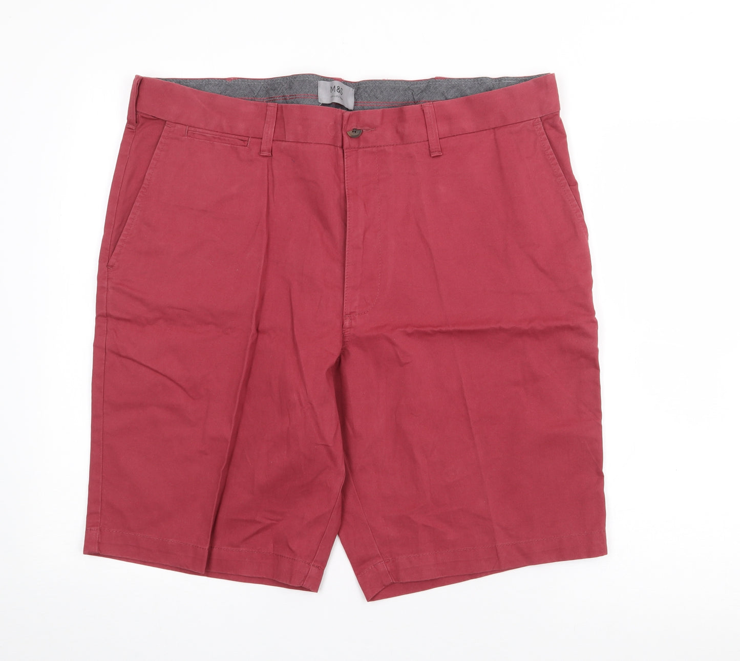 Marks and Spencer Mens Red  Cotton Chino Shorts Size 38 L10 in Regular