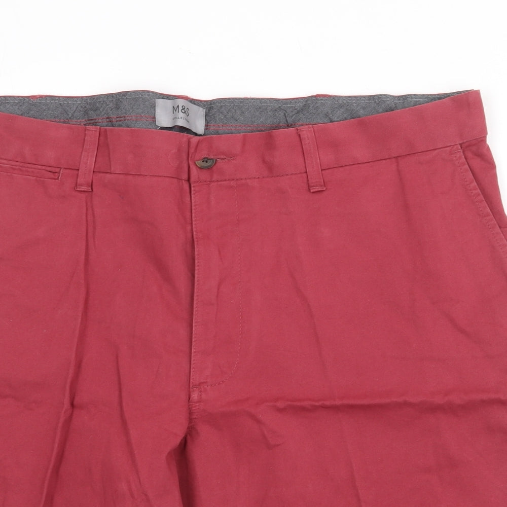 Marks and Spencer Mens Red  Cotton Chino Shorts Size 38 L10 in Regular