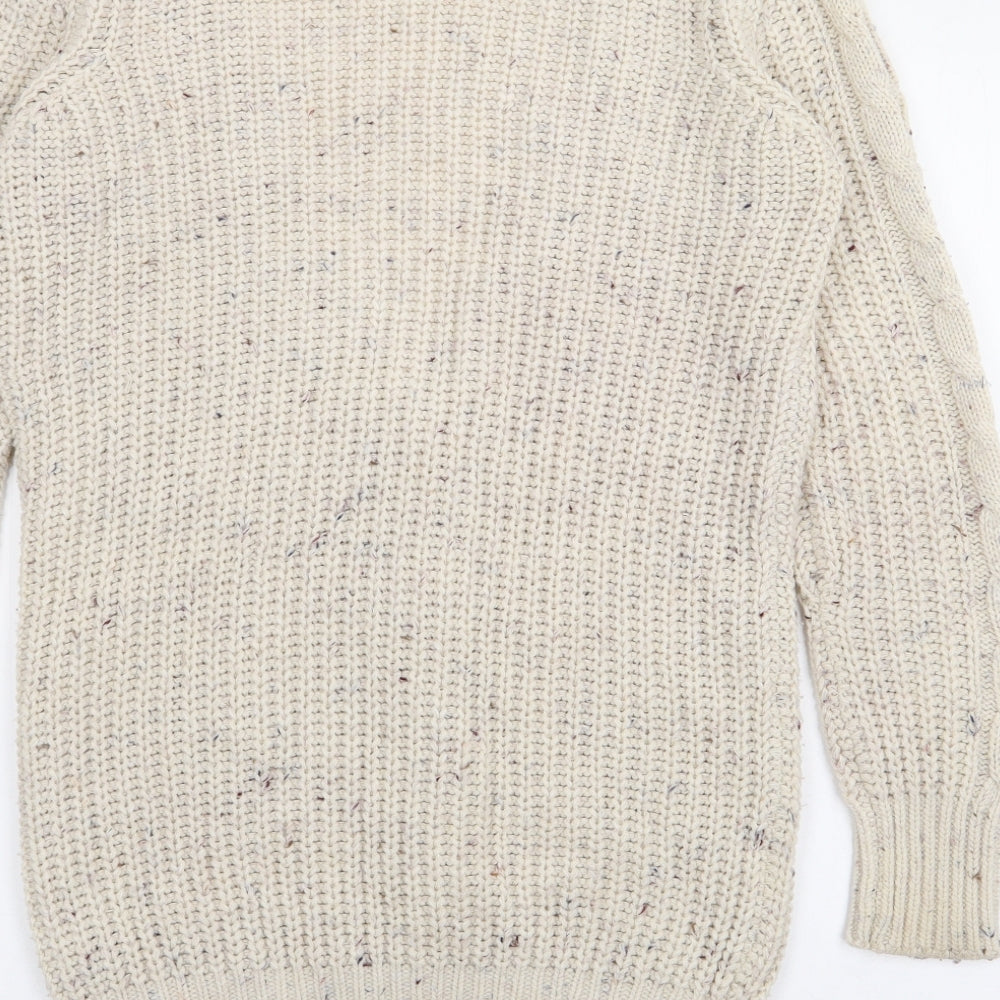 F&F Womens Beige V-Neck  Acrylic Cardigan Jumper Size 8