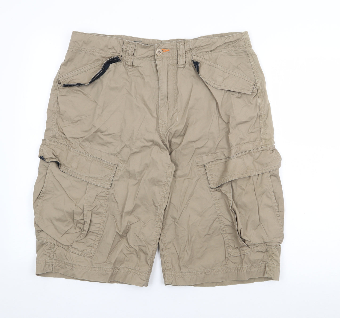 Ben Sherman Mens Beige  Cotton Cargo Shorts Size 34 in L12 in Regular