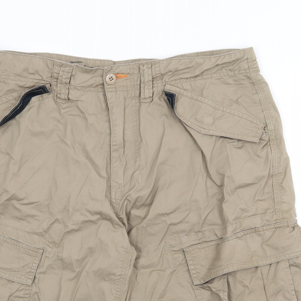 Ben Sherman Mens Beige  Cotton Cargo Shorts Size 34 in L12 in Regular