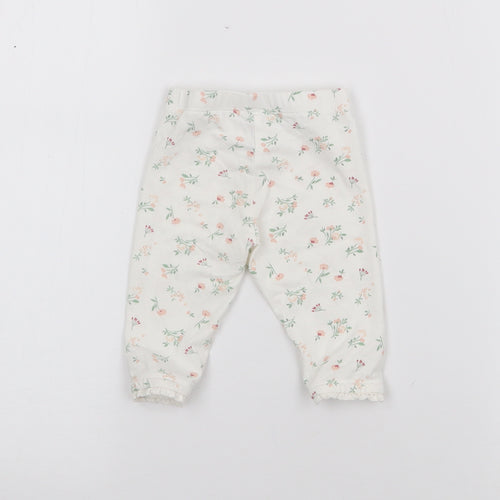 Matalan Girls White Geometric Cotton Pedal Pusher Leggings Size 3-6 Months