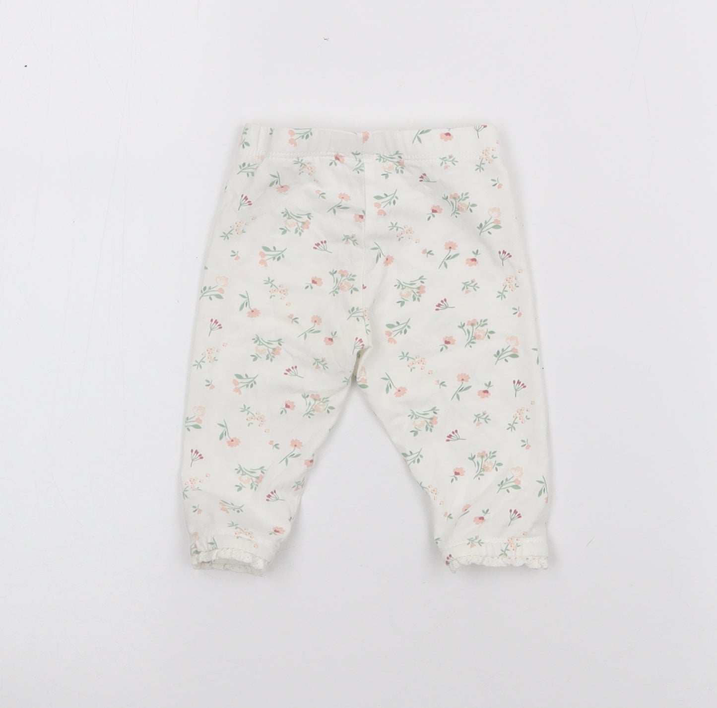 Matalan Girls White Geometric Cotton Pedal Pusher Leggings Size 3-6 Months