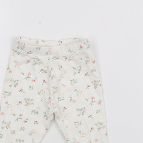 Matalan Girls White Geometric Cotton Pedal Pusher Leggings Size 3-6 Months