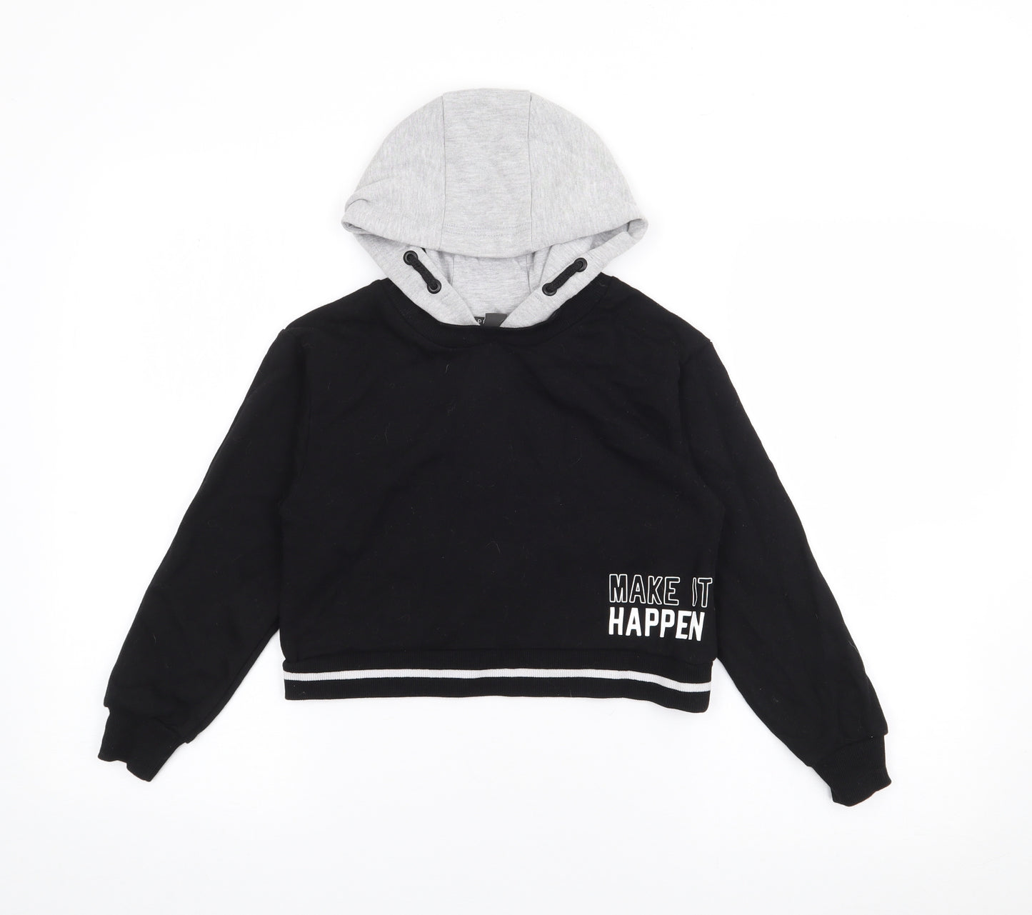 Primark Boys Black  Cotton Pullover Hoodie Size 8-9 Years