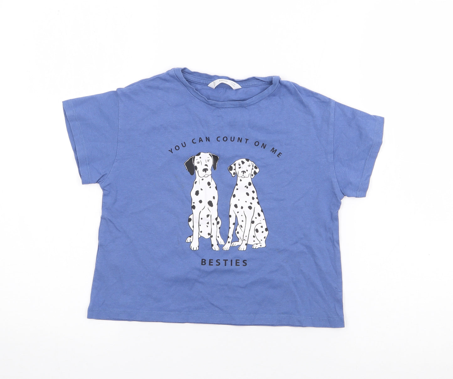 MNG Girls Blue  Cotton Basic T-Shirt Size 6 Years Crew Neck  - 101 dalmations
