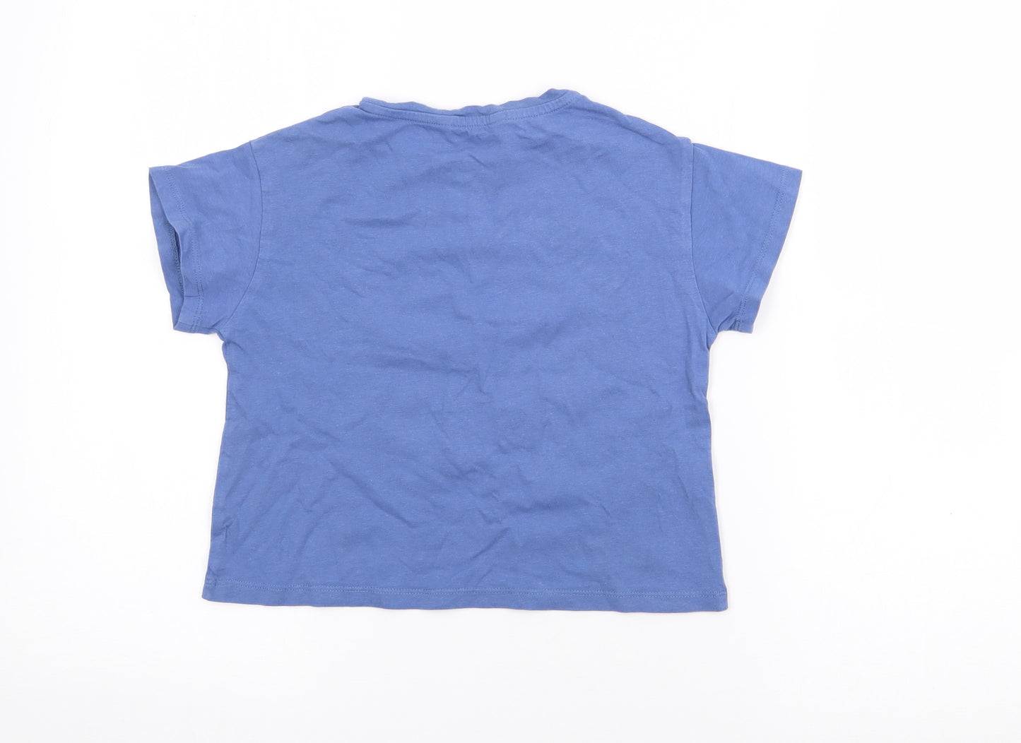 MNG Girls Blue  Cotton Basic T-Shirt Size 6 Years Crew Neck  - 101 dalmations