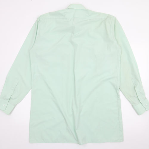 Preworn Mens Green  Polyester  Button-Up Size 16 Collared Button