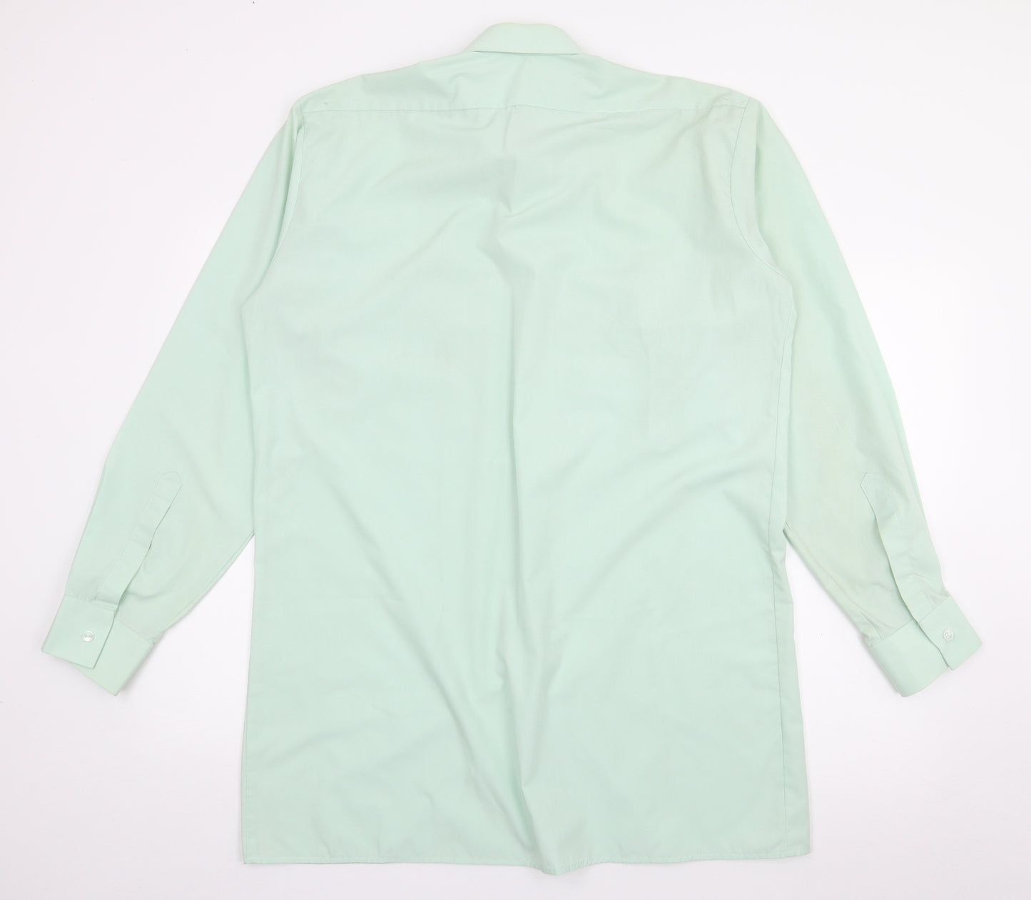 Preworn Mens Green  Polyester  Button-Up Size 16 Collared Button