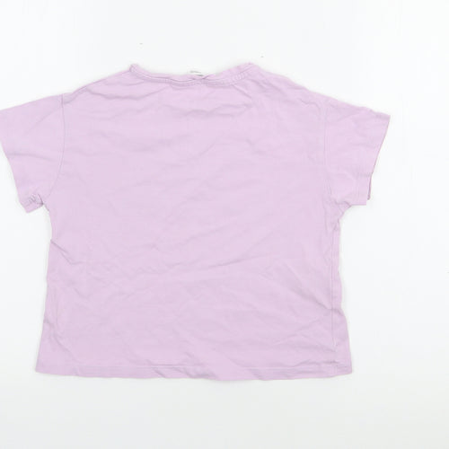 MNG Girls Purple  Cotton Basic T-Shirt Size 6 Years Crew Neck