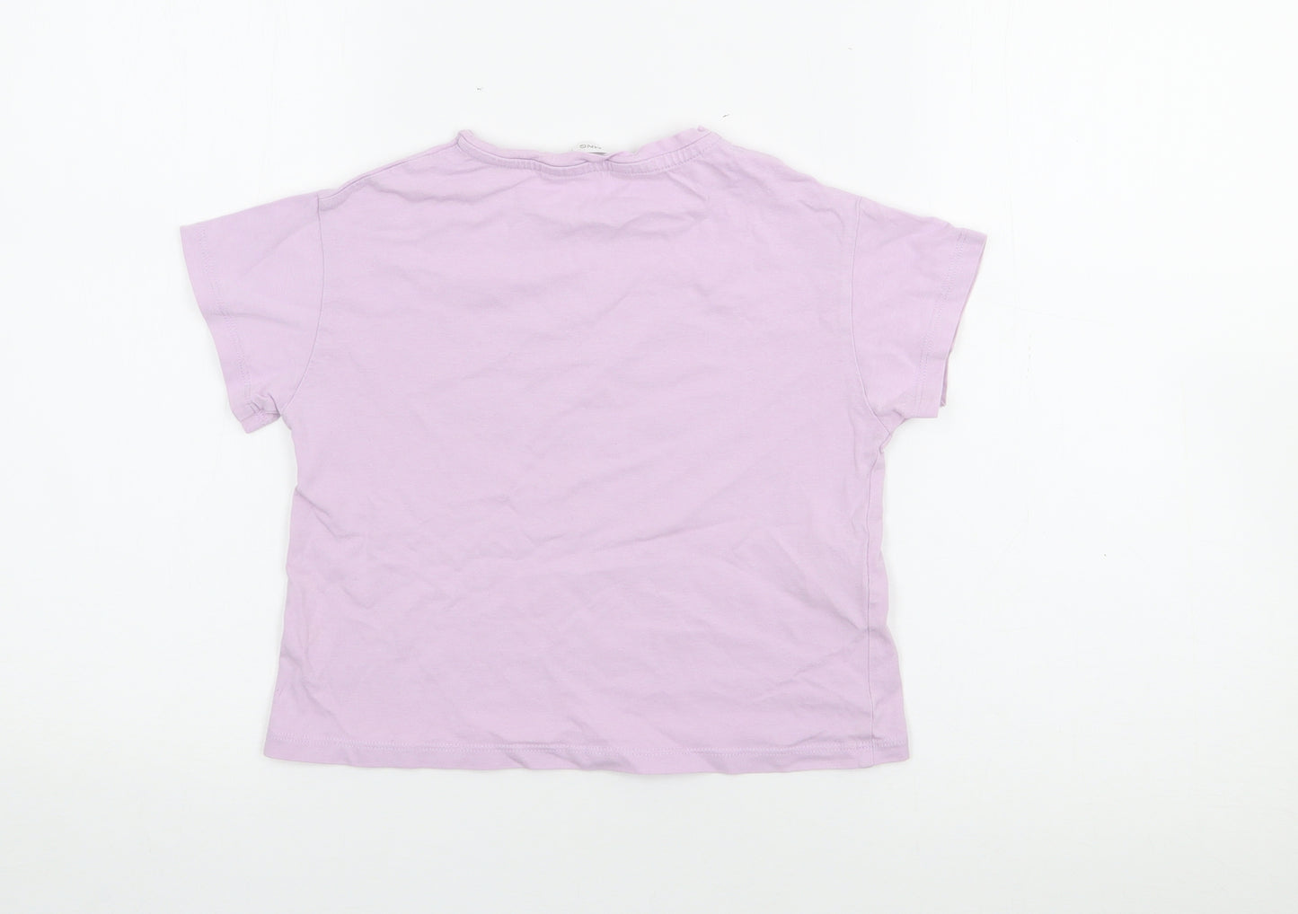 MNG Girls Purple  Cotton Basic T-Shirt Size 6 Years Crew Neck