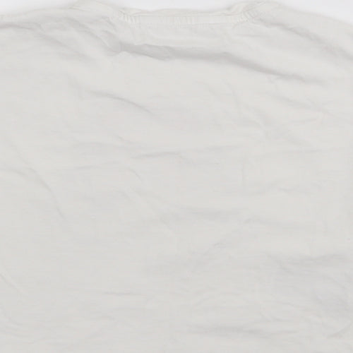 MNG Girls White  Cotton Basic T-Shirt Size 6 Years Crew Neck