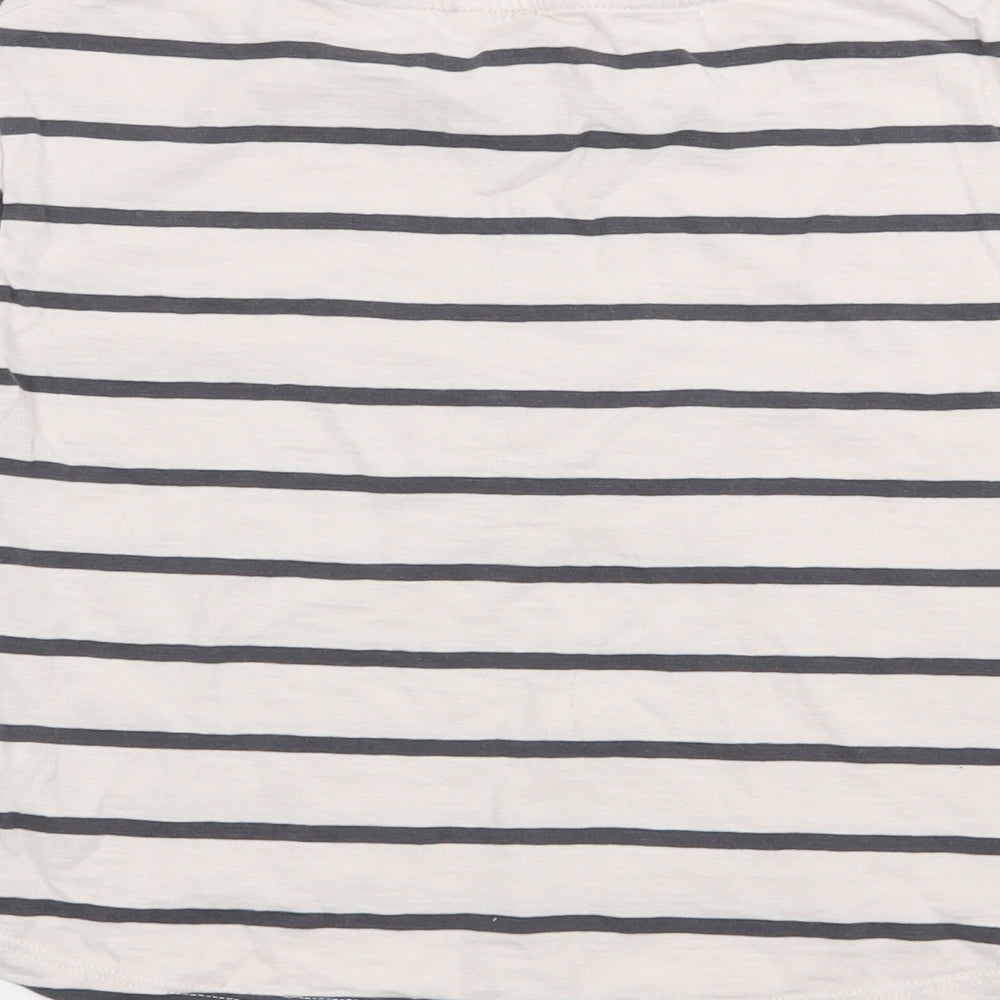 NEXT Girls White Striped Cotton Basic T-Shirt Size 5 Years Crew Neck