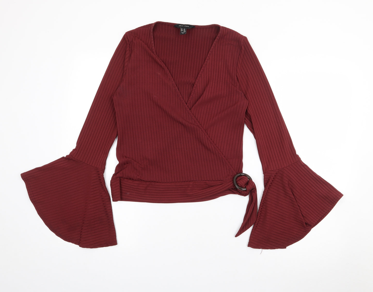New Look Womens Red V-Neck  Polyester Pullover Jumper Size 14