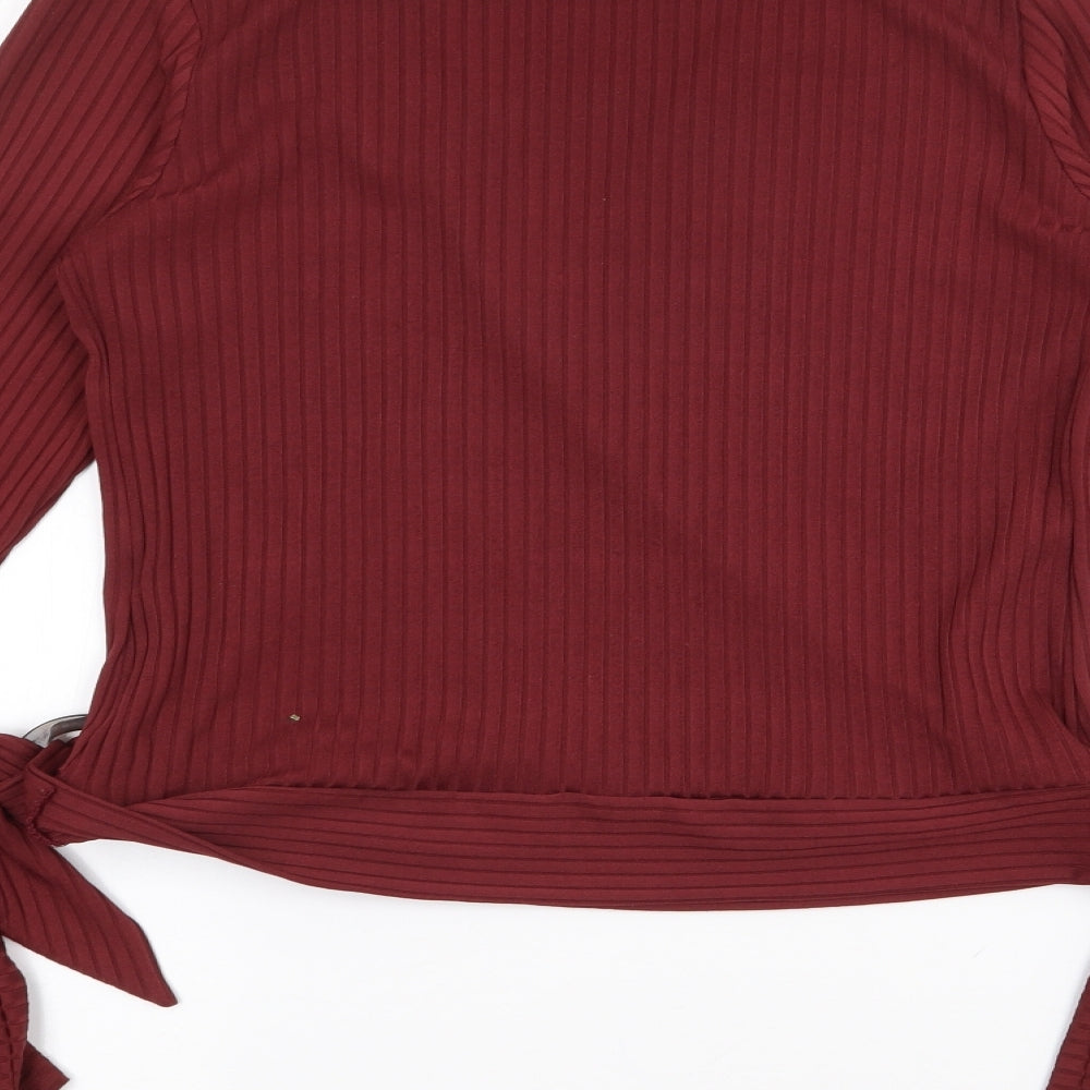 New Look Womens Red V-Neck  Polyester Pullover Jumper Size 14