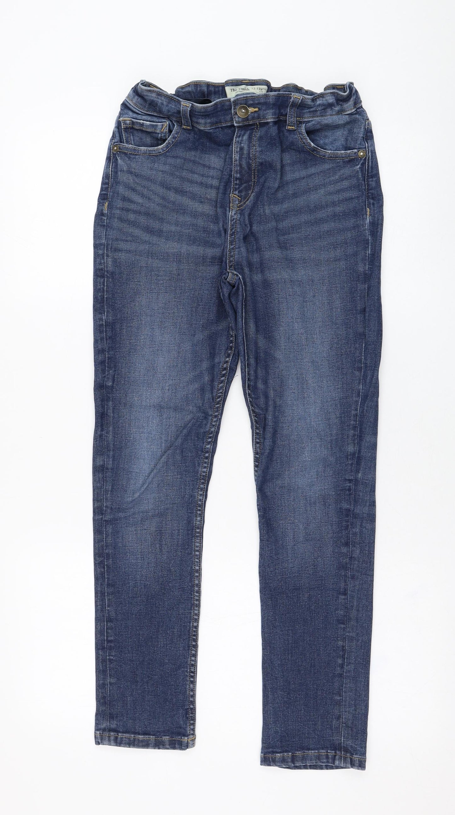 Marks and Spencer Boys Blue  Cotton Skinny Jeans Size 12-13 Years  Regular Zip