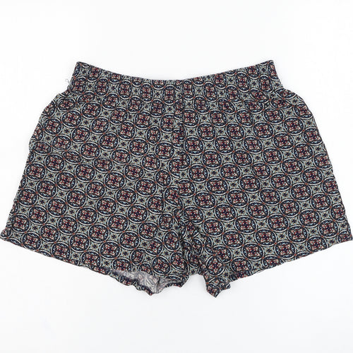 Papaya Womens Blue Geometric Viscose Culotte Shorts Size 8 L4 in Regular