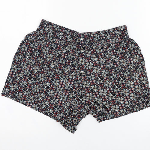 Papaya Womens Blue Geometric Viscose Culotte Shorts Size 8 L4 in Regular