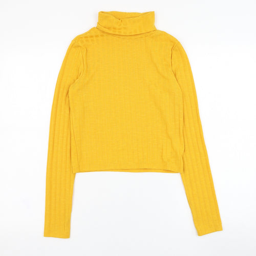 H&M Womens Yellow Roll Neck  Polyester Pullover Jumper Size S
