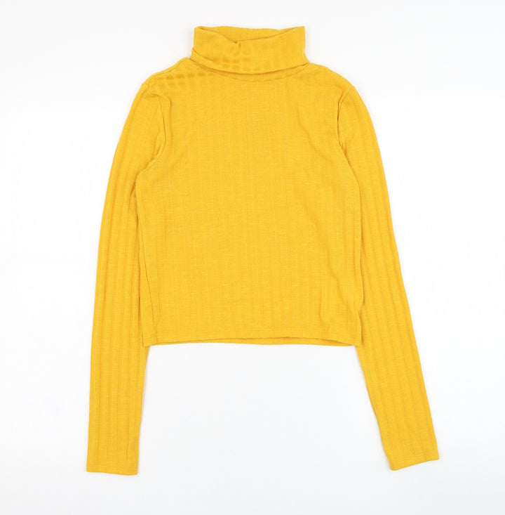 H&M Womens Yellow Roll Neck Polyester Pullover Jumper Size S