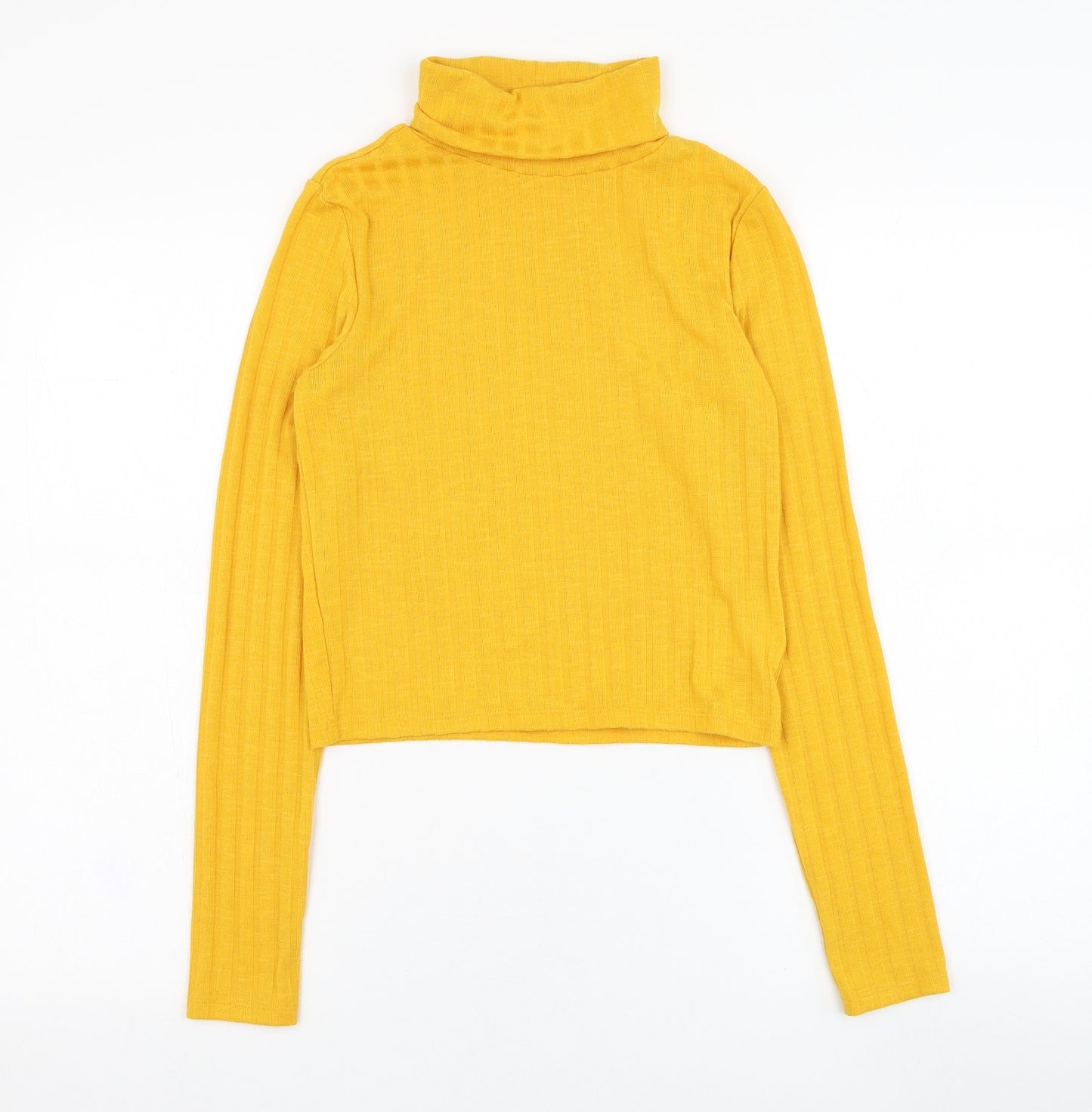H&M Womens Yellow Roll Neck  Polyester Pullover Jumper Size S