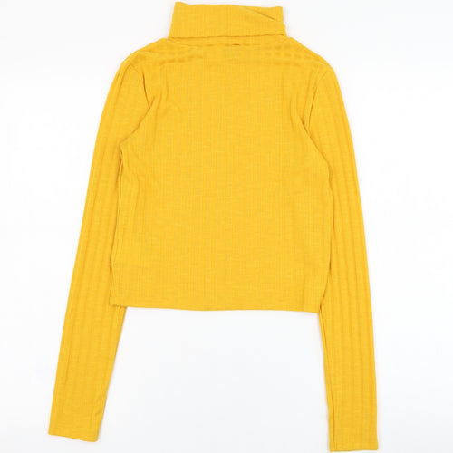 H&M Womens Yellow Roll Neck  Polyester Pullover Jumper Size S