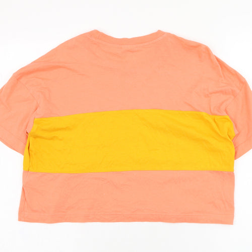 Reebok Womens Pink  Cotton Cropped T-Shirt Size 4 Round Neck