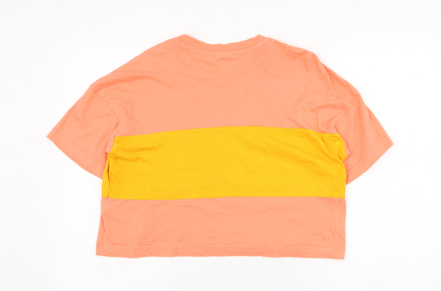 Reebok Womens Pink  Cotton Cropped T-Shirt Size 4 Round Neck
