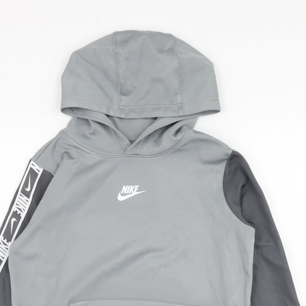 Nike Boys Grey  Polyester Pullover Hoodie Size M  Pullover