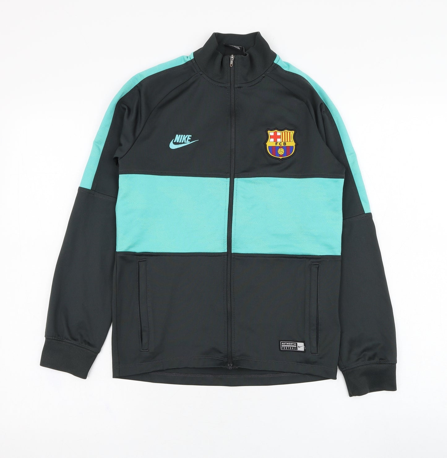 Nike Boys Grey  Polyester Full Zip Sweatshirt Size M  Zip - FC Barcelona