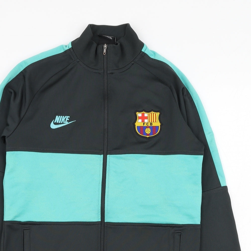 Nike Boys Grey  Polyester Full Zip Sweatshirt Size M  Zip - FC Barcelona