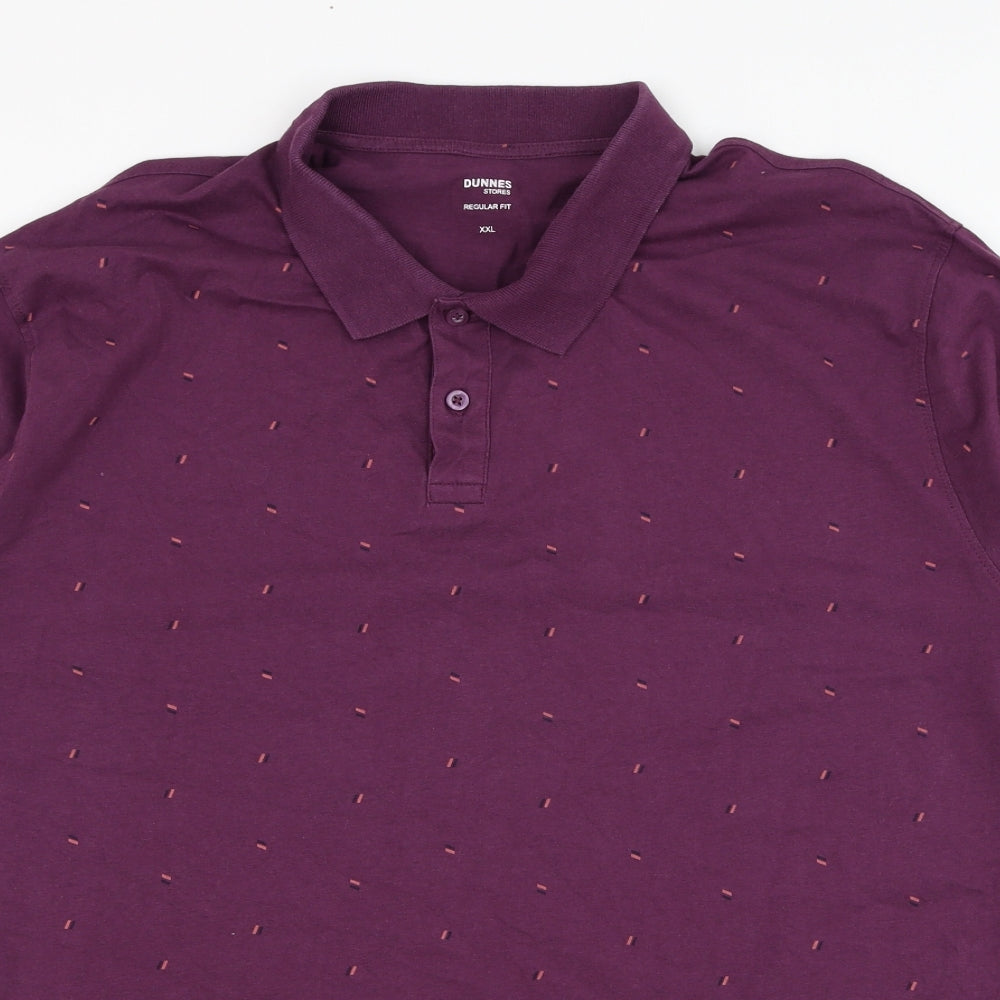 Dunnes Stores Mens Purple  Cotton  Polo Size 2XL Collared Pullover