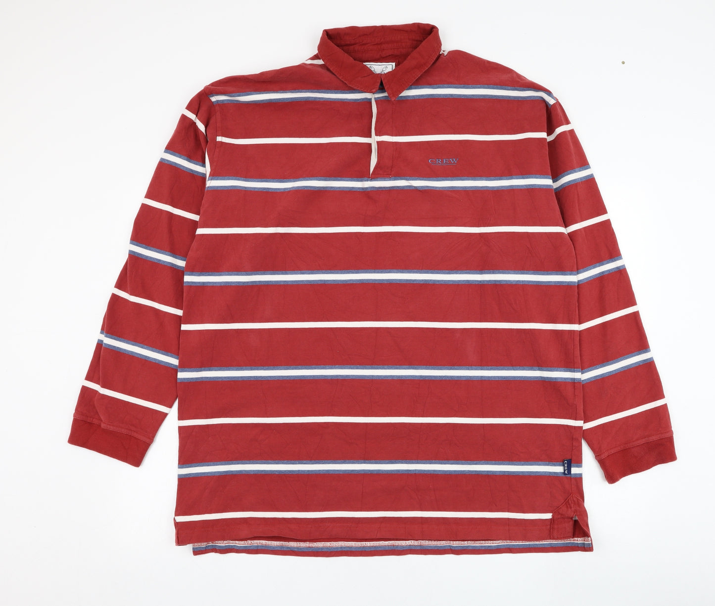 Crew Clothing Mens Red Striped Cotton Pullover Sweatshirt Size XL