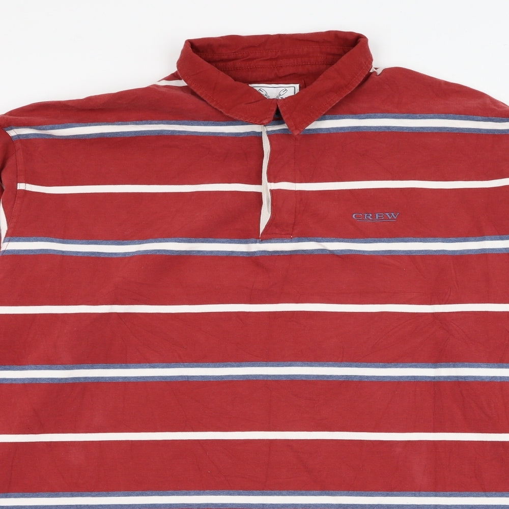 Crew Clothing Mens Red Striped Cotton Pullover Sweatshirt Size XL