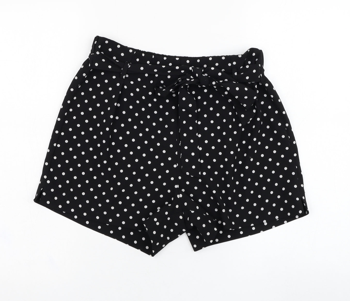 Mosaic Womens Black Polka Dot Polyester Culotte Shorts Size M L4 in Regular Tie