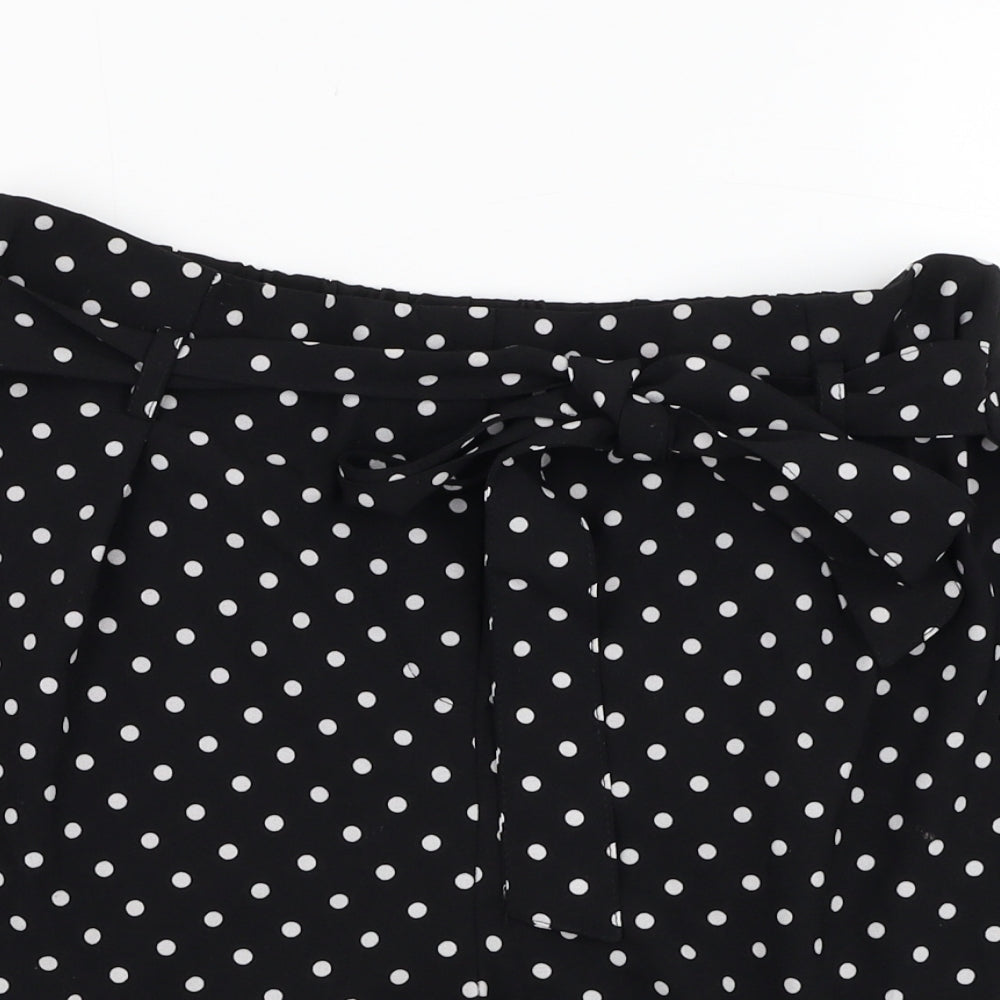Mosaic Womens Black Polka Dot Polyester Culotte Shorts Size M L4 in Regular Tie