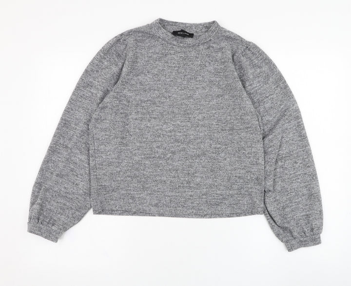 New Look Womens Grey Round Neck Polyester Pullover Jumper Size L