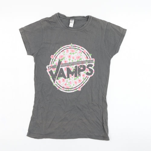 Gildan Womens Grey  Cotton Basic T-Shirt Size S Round Neck - The Vamps