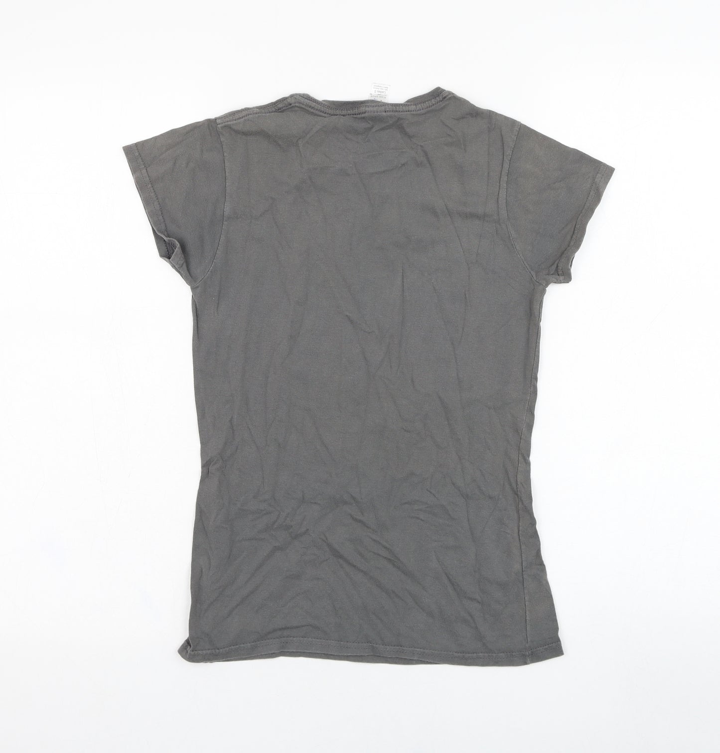Gildan Womens Grey  Cotton Basic T-Shirt Size S Round Neck - The Vamps