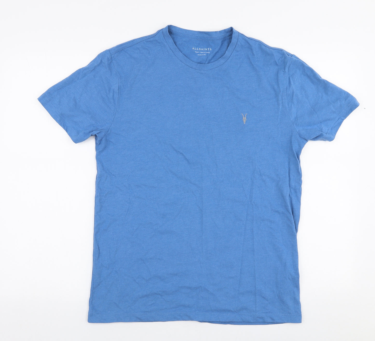 All Saints Mens Blue  Cotton  T-Shirt Size S Round Neck