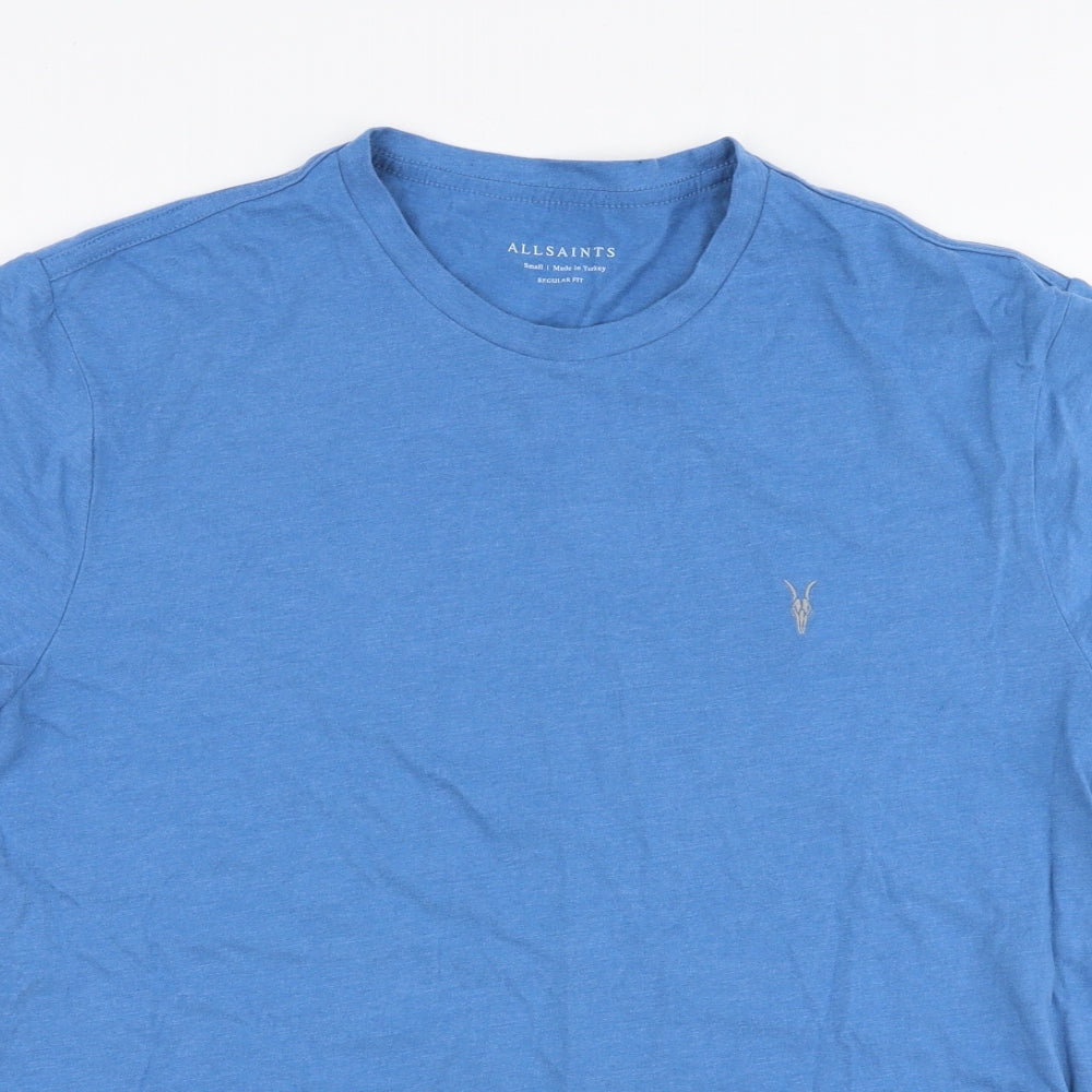 All Saints Mens Blue  Cotton  T-Shirt Size S Round Neck