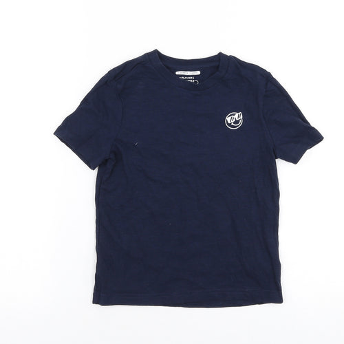 F&F Boys Blue  100% Cotton Jersey T-Shirt Size 5-6 Years Round Neck Pullover