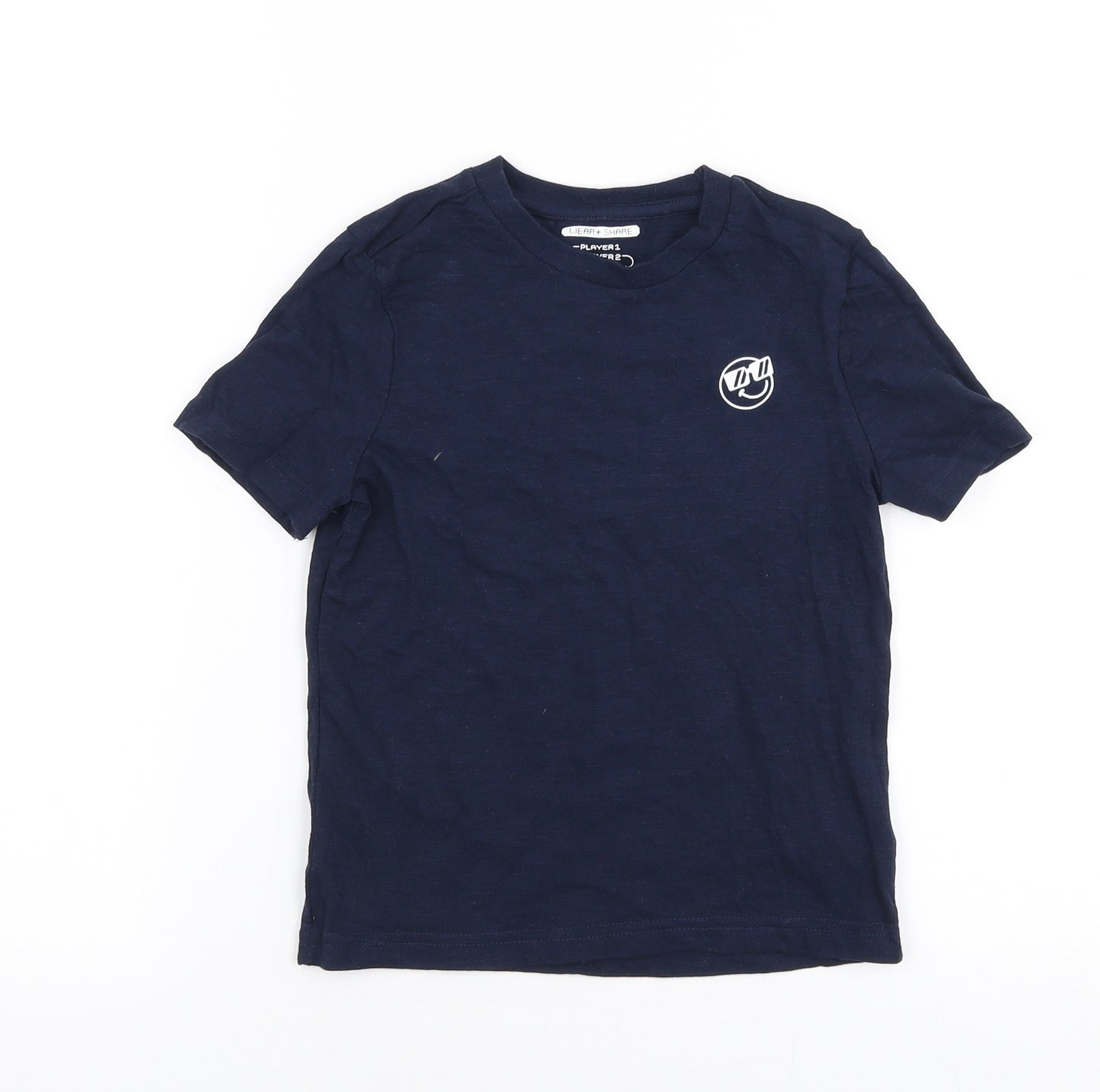 F&F Boys Blue  100% Cotton Jersey T-Shirt Size 5-6 Years Round Neck Pullover