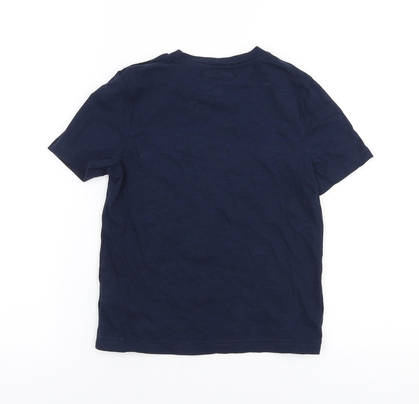 F&F Boys Blue  100% Cotton Jersey T-Shirt Size 5-6 Years Round Neck Pullover