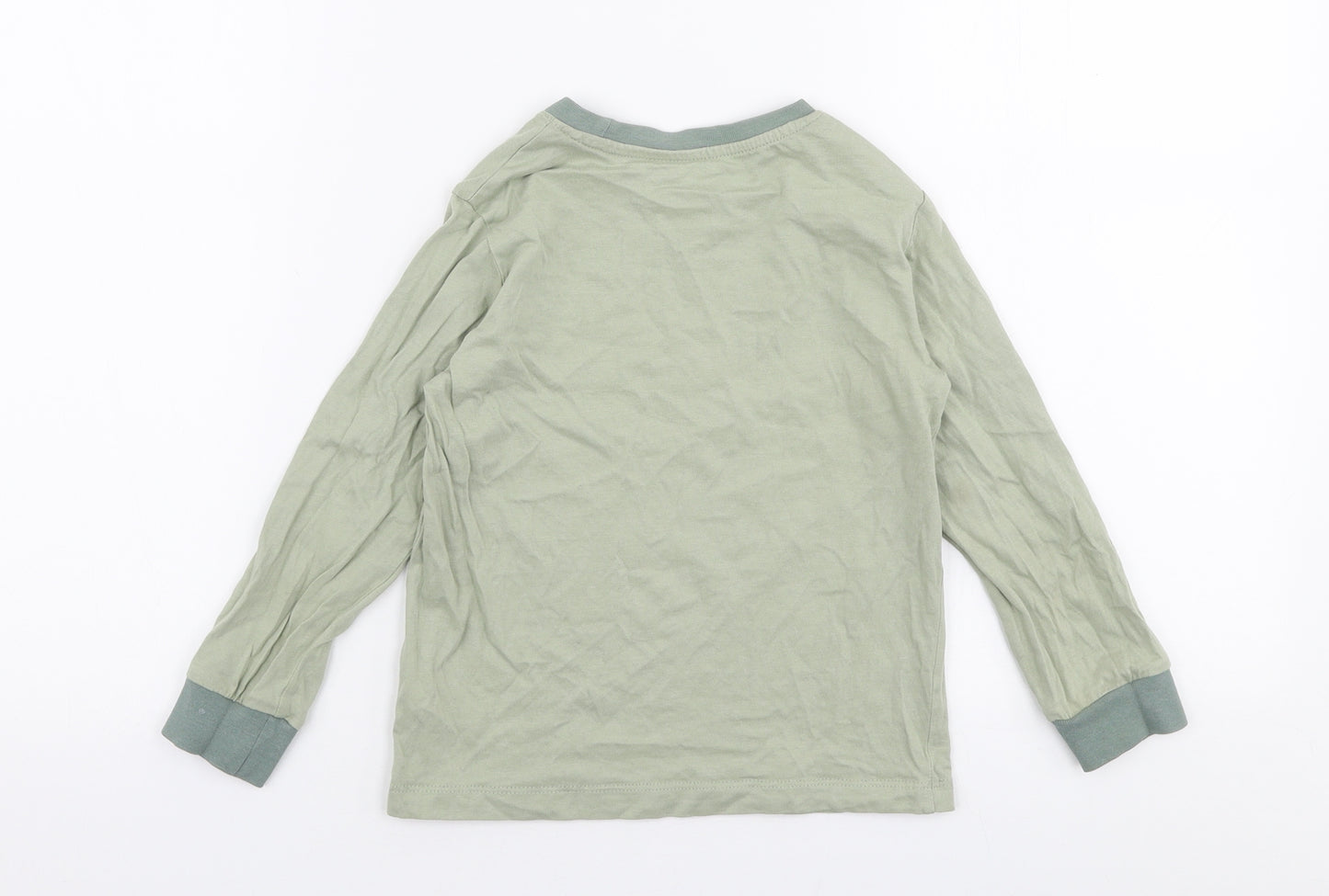 F&F Boys Green  Cotton Jersey T-Shirt Size 5-6 Years Round Neck Pullover - Car