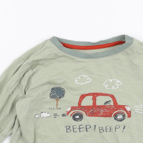 F&F Boys Green  Cotton Jersey T-Shirt Size 5-6 Years Round Neck Pullover - Car