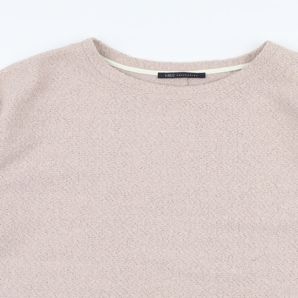 Marks and Spencer Womens Pink Round Neck  100% Cotton Pullover Jumper Size 16